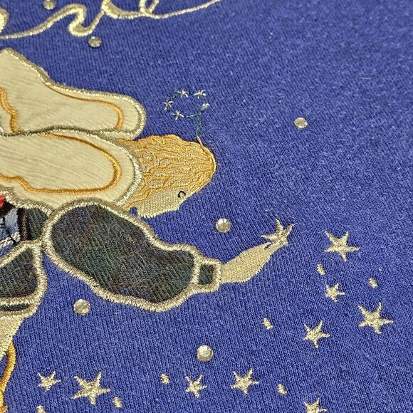 Vintage 90s Angel Sweatshirt   large Blue‎ Pullover Christian Bible Art God - Picture 7 of 10